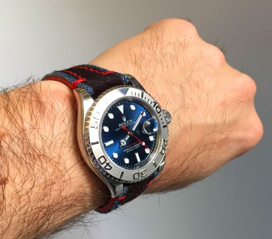 Rolex Yacht Master Blau an einem Milat RX Jeans Strap Rolex Yacht Master Blau an einem Milat RX Jeans Strap