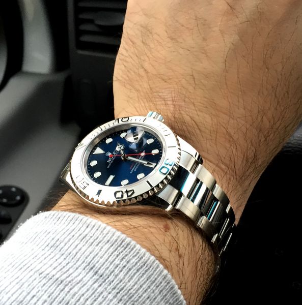 Wristshot Bilder von Rolex Yachtmaster Uhren Stahl, Platin
