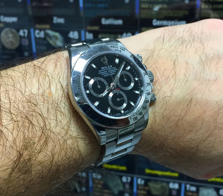 Rolex Daytona Stahl mit schwarzem Zifferblatt