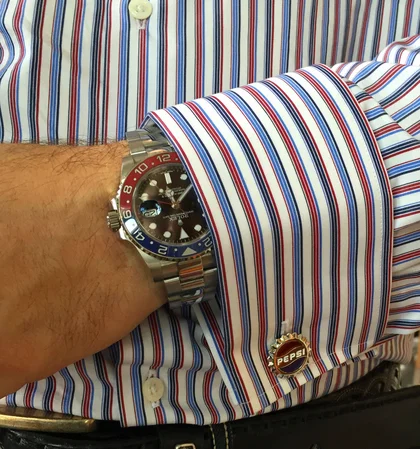 Rolex Pepsi Kermik mit Pepsi Manschettenknöpfen