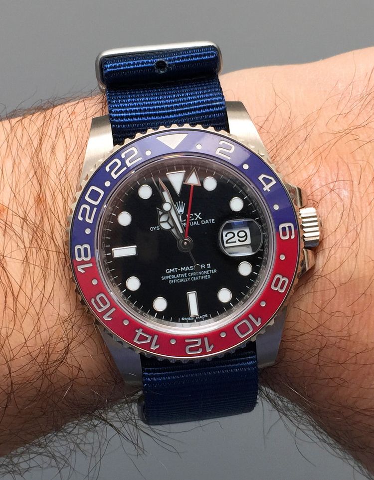 New Rolex Pepsi 116719BLRO on a Nato Strap