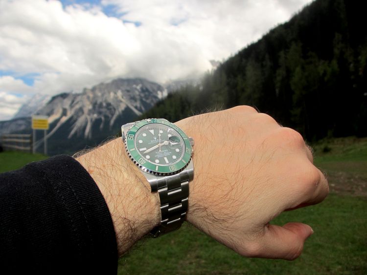 Rolex Submariner stahl mit grünem Zifferblatt Wristshot Rolex Submariner stahl mit grünem Zifferblatt Wristshot