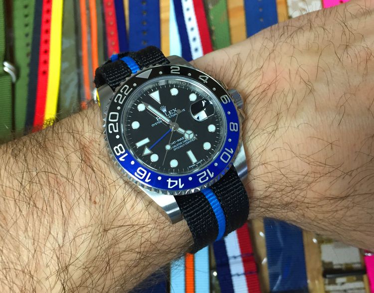 Rolex GMT Blau-Schwarz mit Nato Strap