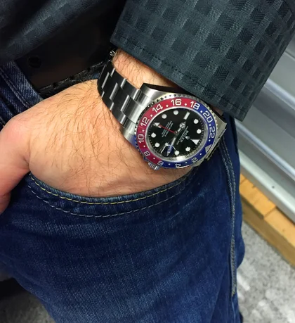 Rolex GMT Master II 116719BLRO Pepsi White Gold on the wrist