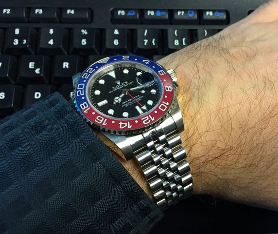 gmt master on wrist