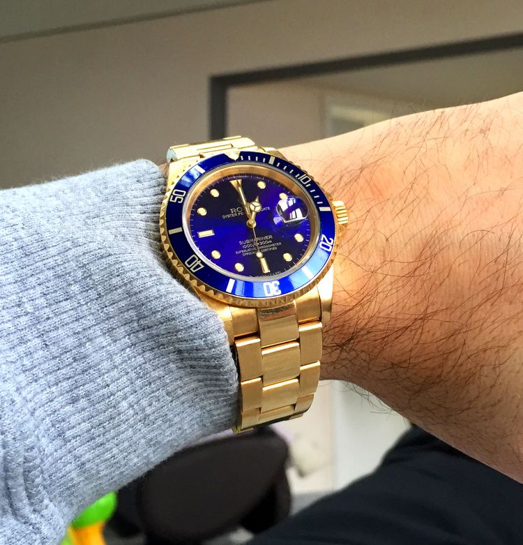 Rolex 16618 Gold mit blauem Zifferblatt