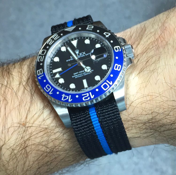 Rolex GMT Blau / Schwarz with Nato Strap