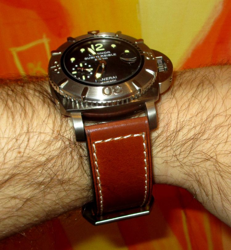 Panerai Taucheruhr PAM 285 mit braunem Lederarmband