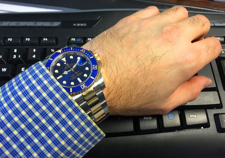 Rolex 116613lb blue dial two tone Wristshot