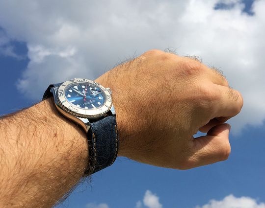 Blaue Yacht-Master mit Jeansarmband Blaue Yacht-Master mit Jeansarmband