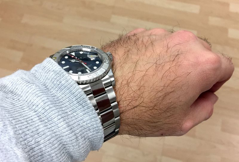 Wristshot Bilder von Rolex Yachtmaster Uhren Stahl, Platin