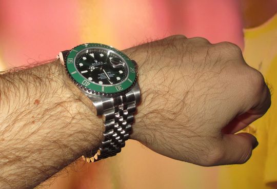 Grüne Stahl Submariner Rolex mit Jubilee Armband
